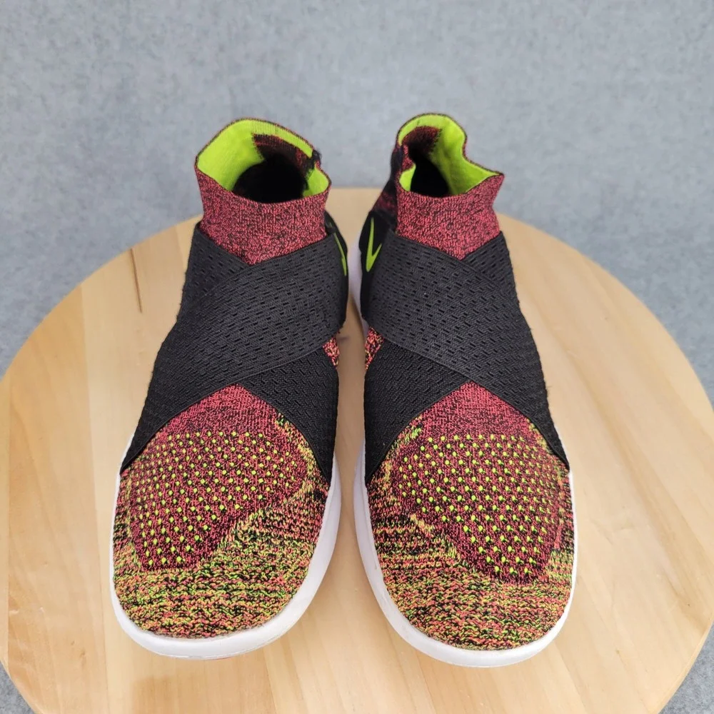 Nike Free RN Motion Flyknit 2017 Women 9.5 Multi-Color Black Volt 880846-004